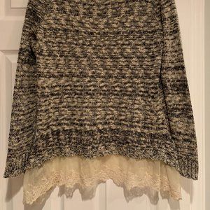 Altar'd State Tunic Sweater with Lace Ruffle Detai